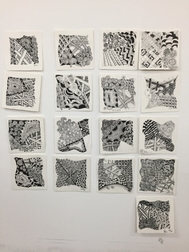 Zentangle drawings by workshop participants