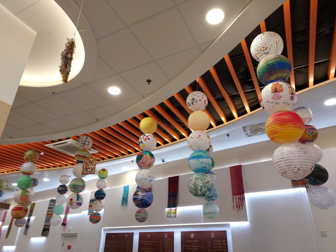 Moon Festival lantern made by i-dArt artists were hung in the lobby of JCRC