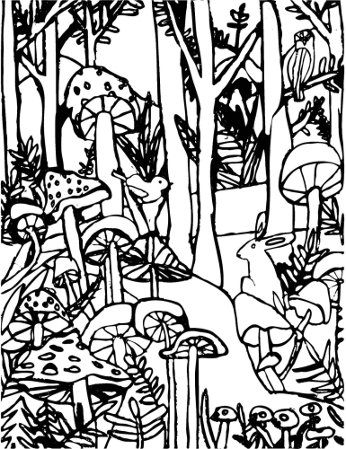 可供讀者填色的林兆良 森林畫作
