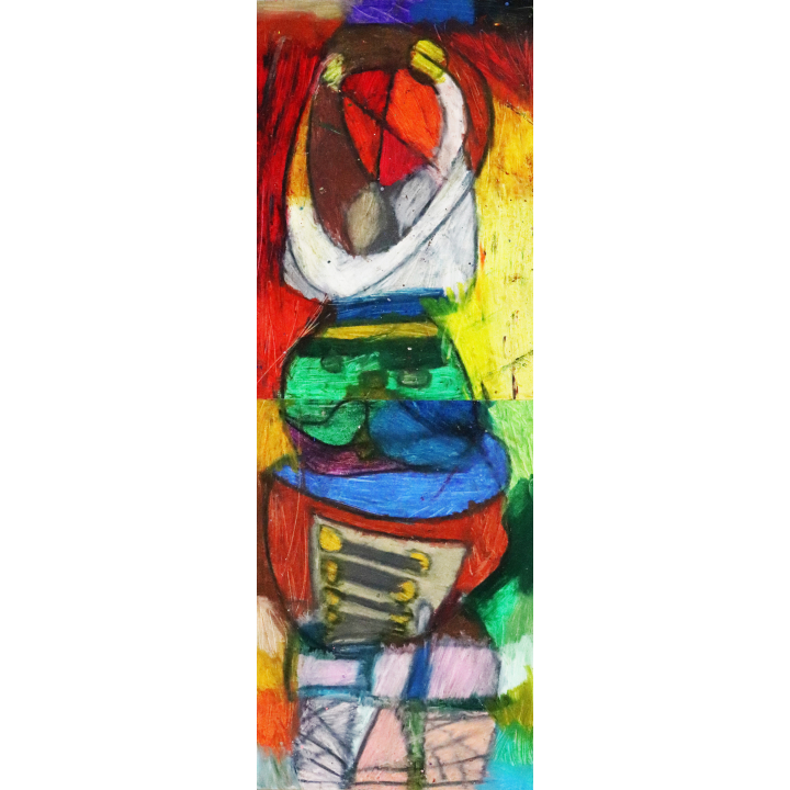 鍾嘉麒_Chung Ka-kay, Dicky_胡桃夾子_A Nutcracker_H116.6 x W42cm_Oil pastel on cardboard_2021