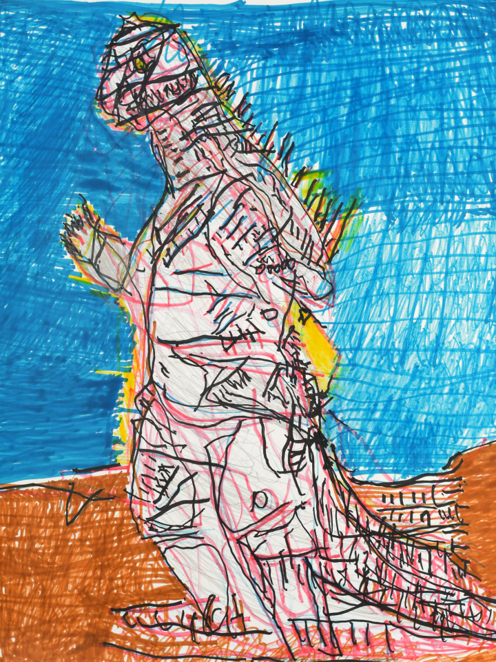 MA Yuk-fai_Godzilla_58x76cm_Marker &amp; pencil on paper_2018