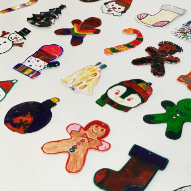 Christmas ornaments painted by artists